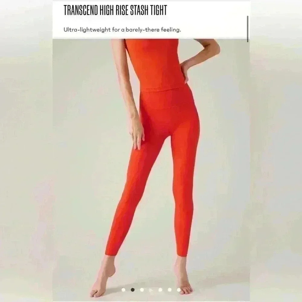 Athleta TRANSCEND HIGH RISE STASH TIGHT, red, small - Picture 2 of 4